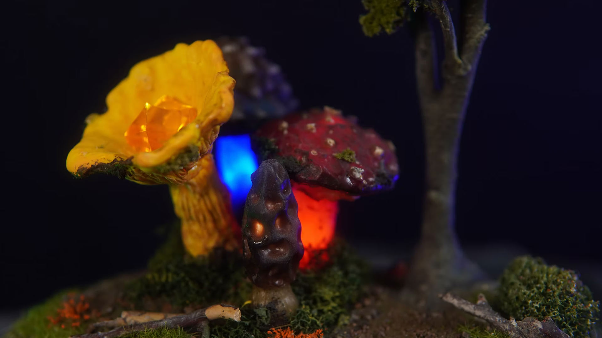 Translucent polymer clay mushrooms