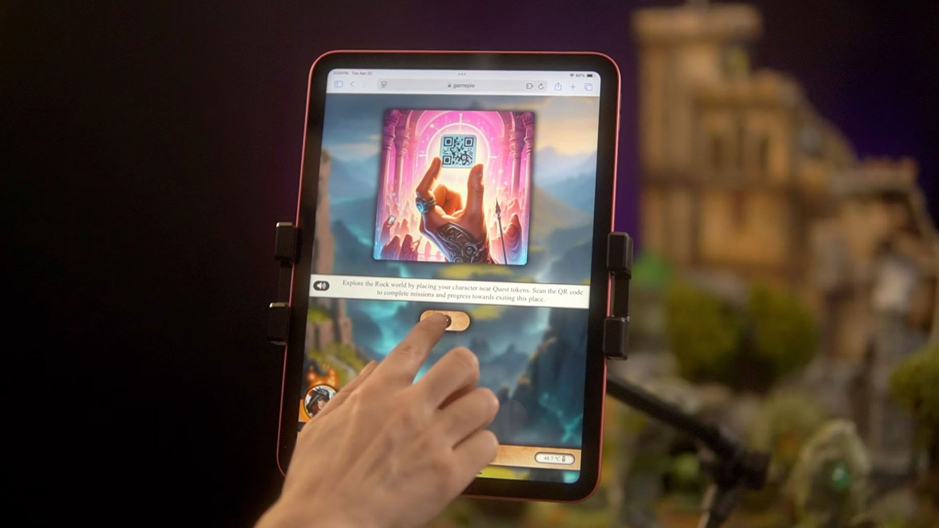 Playing the game using iPad interactivity