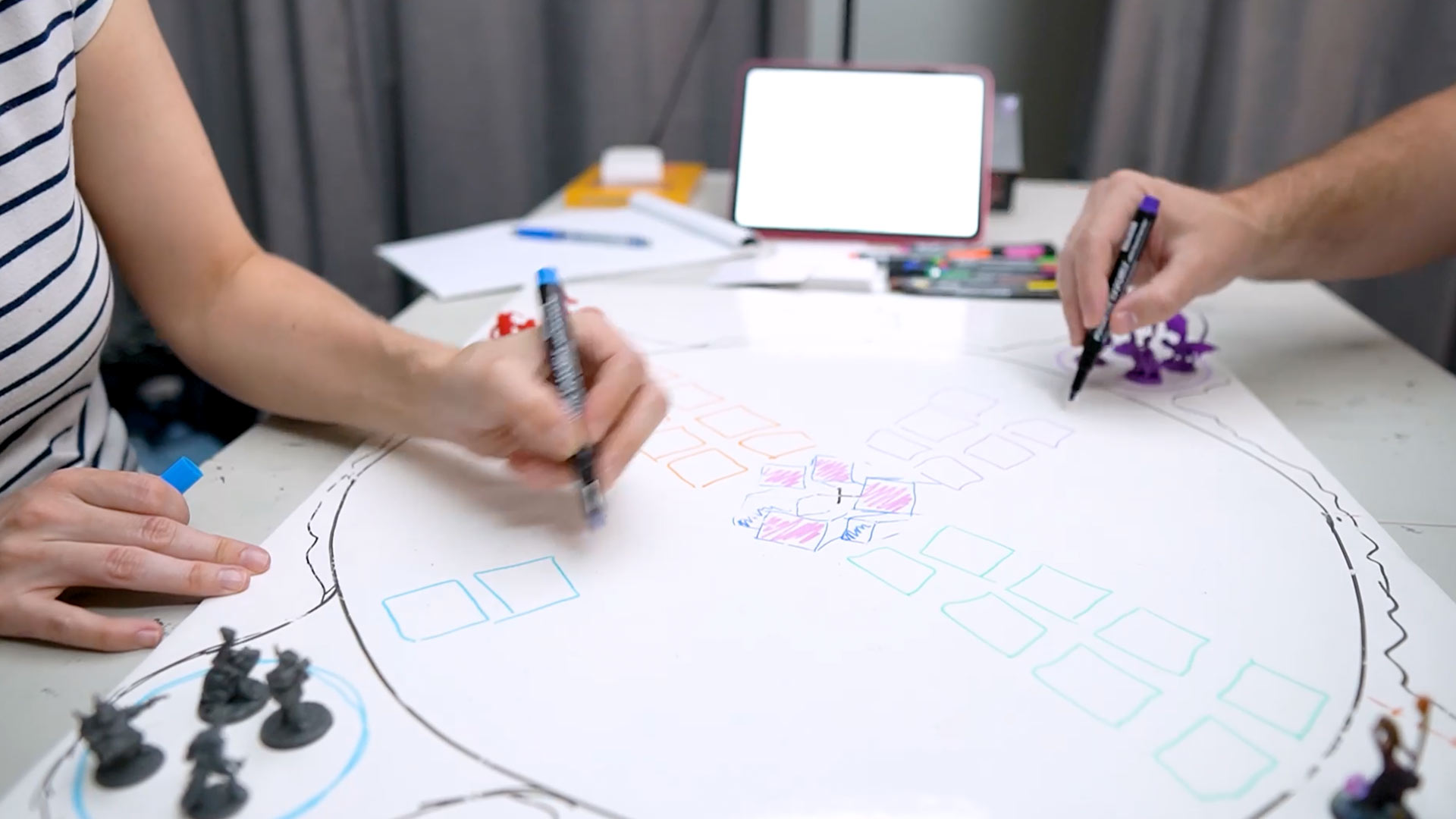 Planning the game on a white board