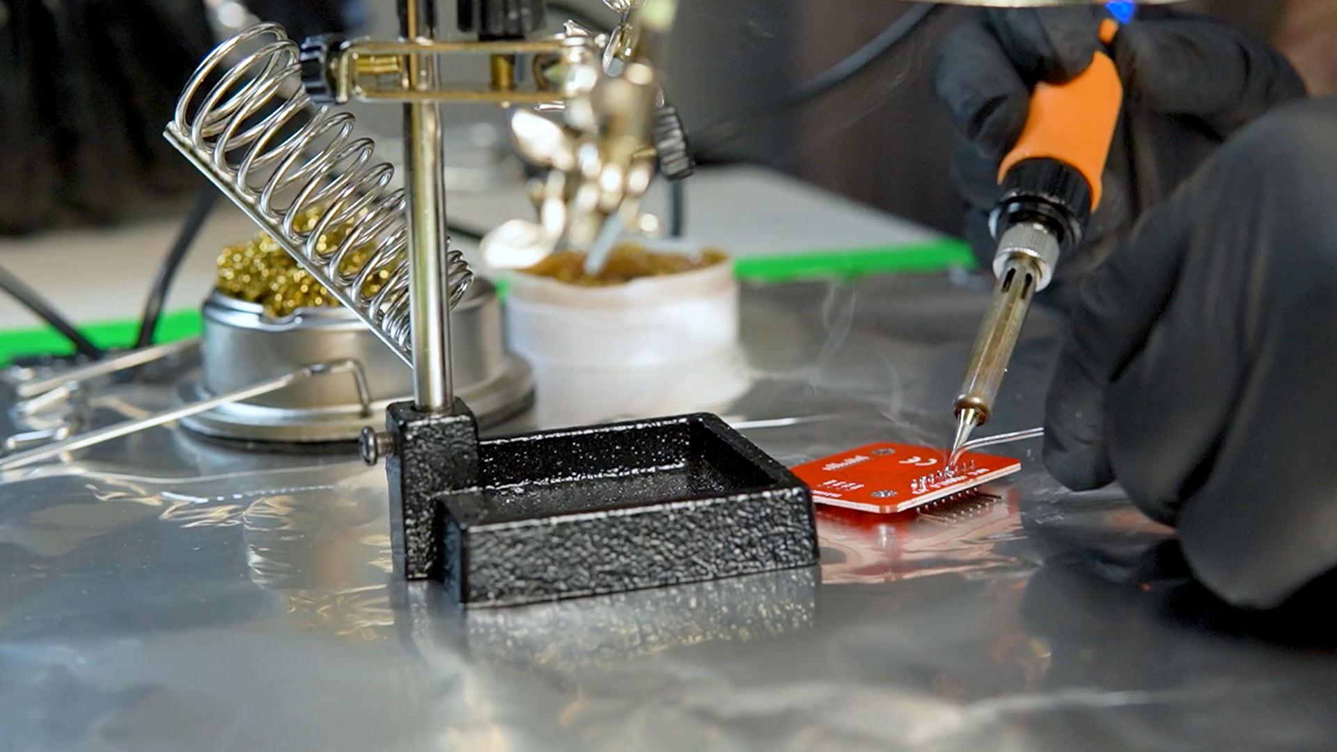 Soldering the RFID sensors